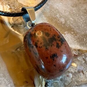 3141 Artisan Brown Jasper Polished Stone Pendant Necklace